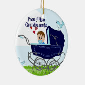 Nieuwe grootouders van de groep - blauw keramisch ornament (Rechts)