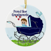 Nieuwe grootouders van de groep - blauw keramisch ornament (Voorkant)