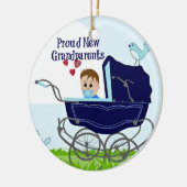 Nieuwe grootouders van de groep - blauw keramisch ornament (Links)