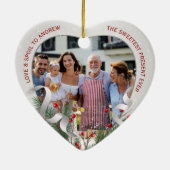 Nieuwe Grootouders Zilver Lijst 2 Foto's Kerst Keramisch Ornament (Achterkant)