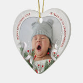 Nieuwe Grootouders Zilver Lijst 2 Foto's Kerst Keramisch Ornament (Links)