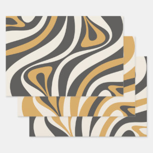 Nieuwe Groove Funky Chic Retro Modern Abstract Inpakpapier Vel