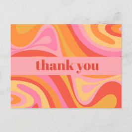 Nieuwe Groove Retro Abstract Roze Oranje Dank Je Briefkaart