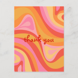 Nieuwe Groove Retro Abstract Roze Oranje Dank Je Briefkaart