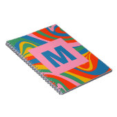 Nieuwe Groove Retro Trippy Kleurrijk Abstract Init Notitieboek (Rechterzijde)