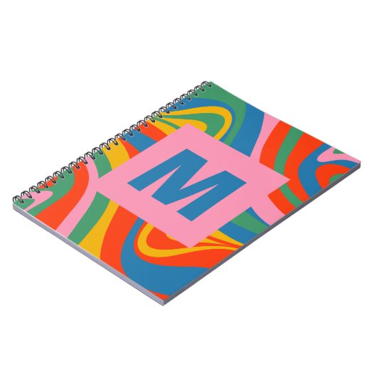Nieuwe Groove Retro Trippy Kleurrijk Abstract Init Notitieboek (Linkerzijde)