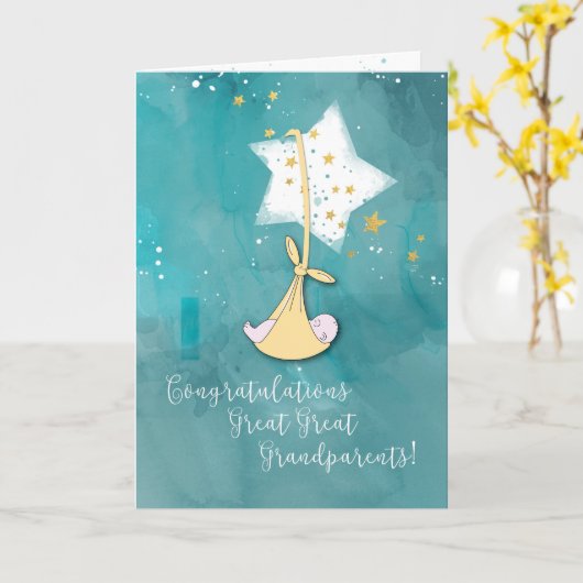 Nieuwe Grote Grootouders Gefeliciteerd, Baby Kaart (Gele Bloem)
