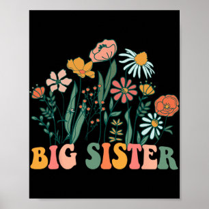 Nieuwe grote zus Wildflower Eerste verjaardag & ba Poster