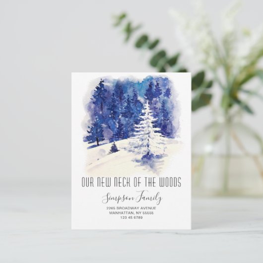 Nieuwe Hals van de Bossen Winter Bewegende Aankond Briefkaart (Staand voorkant)