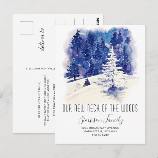 Nieuwe Hals van de Bossen Winter Bewegende Aankond Briefkaart (Voorkant / Achterkant)