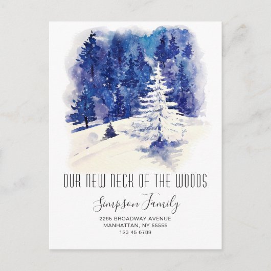 Nieuwe Hals van de Bossen Winter Bewegende Aankond Briefkaart (Voorkant)