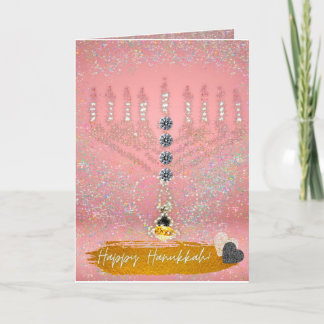 Nieuwe Happy Hanukkah roze Tones Menorah-kaarten