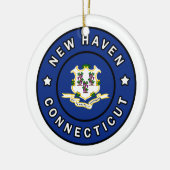 Nieuwe Haven Connecticut Keramisch Ornament (Links)