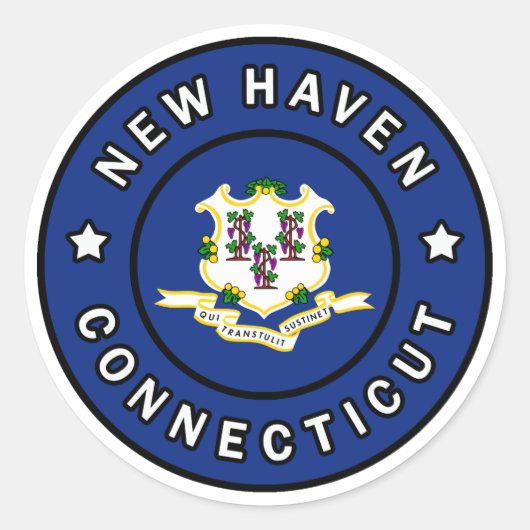 Nieuwe Haven Connecticut Ronde Sticker (Voorkant)