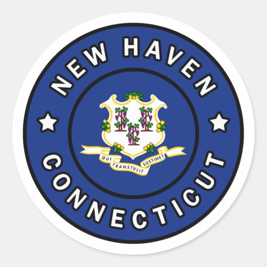 Nieuwe Haven Connecticut Ronde Sticker (Voorkant)
