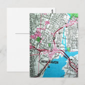 NIEUWE HAVEN, CT  Kaart Briefkaart (Voorkant / Achterkant)