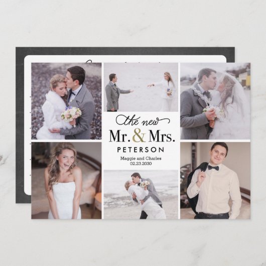 Nieuwe heer en mevrouw trouwfoto Dank u kaart (Voorkant / Achterkant)