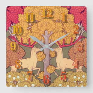 Nieuwe herfstbomen en herten  herfst vierkante klok