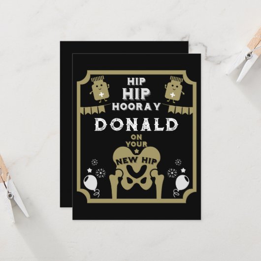 Nieuwe heupvervanging Beterschap Kaart (Voorkant / Achterkant in situ)