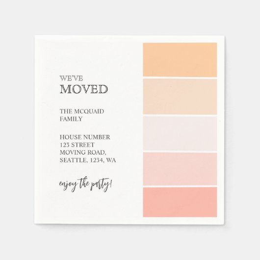 Nieuwe Home address roze perzikspinazie aankondigi Servet (Voorkant)