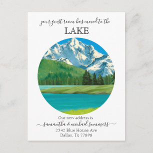 Nieuwe Home Bewegende Aankondiging Cabin Lodge Lak