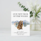 Nieuwe Home Beweging Aankondiging Cabin Lodge Beer (Staand voorkant)