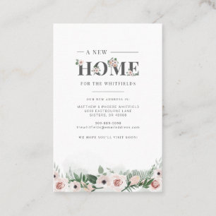 Nieuwe Home Bloemen Adres wijzigen Bewegende aanko Visitekaartje