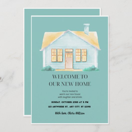 Nieuwe Home Celebration uitnodiging (Voorkant / Achterkant)