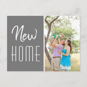 Nieuwe Home Custom Family Foto Gray Moving Aankondigingskaart