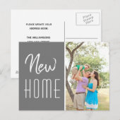 Nieuwe Home Custom Family Foto Gray Moving Aankondigingskaart (Voorkant / Achterkant)