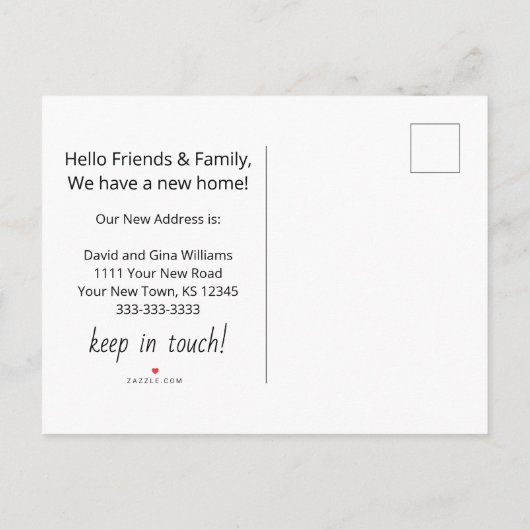 Nieuwe Home Eenvoudige foto Adreswijziging Aankondigingskaart (Achterkant)
