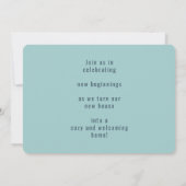 Nieuwe Home Familie Foto Blue Housewarming Uitnodi Aankondiging (Achterkant)