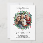 Nieuwe Home Foto Greenery Wreath Kerstmis Verhuize Aankondiging (Voorkant)