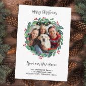 Nieuwe Home Foto Greenery Wreath Kerstmis Verhuize Informatiekaartje