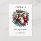 Nieuwe Home Foto Greenery Wreath Kerstmis Verhuize Informatiekaartje (Voorkant)