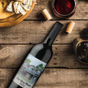 Nieuwe Home Foto Handgeschreven Script Custom Mode Wijn Etiket