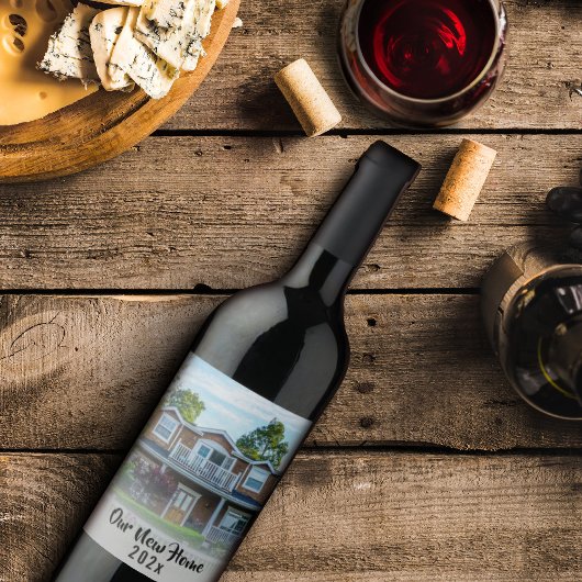 Nieuwe Home Foto Handgeschreven Script Custom Mode Wijn Etiket