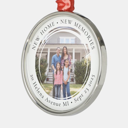 Nieuwe Home Foto Housewarming Keepsake Metalen Ornament (Links)