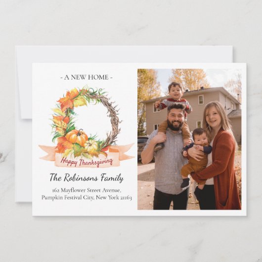 Nieuwe Home Foto Thanksgiving Pompoen Bewegen Aankondiging (Voorkant)