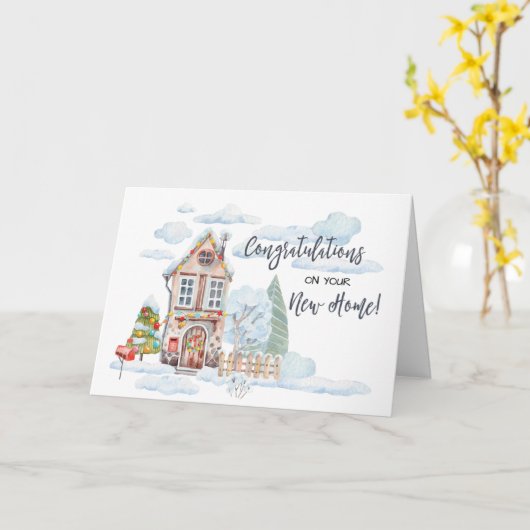 Nieuwe Home Gefeliciteerd Schattigee kerst Waterve Kaart (Gele Bloem)