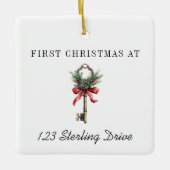 Nieuwe Home Gepersonaliseerde Eerste Kerstvakantie Keramisch Ornament (Voorkant)