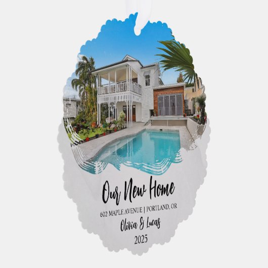 Nieuwe Home Grunge Foto Open House Housewarming Ornament Kaart (Rechts)