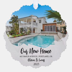 Nieuwe Home Grunge Foto Open House Housewarming Ornament Kaart