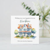 Nieuwe Home Happiness Waterverf Gepersonaliseerd Kaart (Staand voorkant)