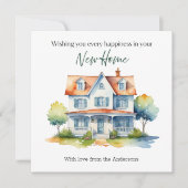 Nieuwe Home Happiness Waterverf Gepersonaliseerd Kaart (Voorkant)