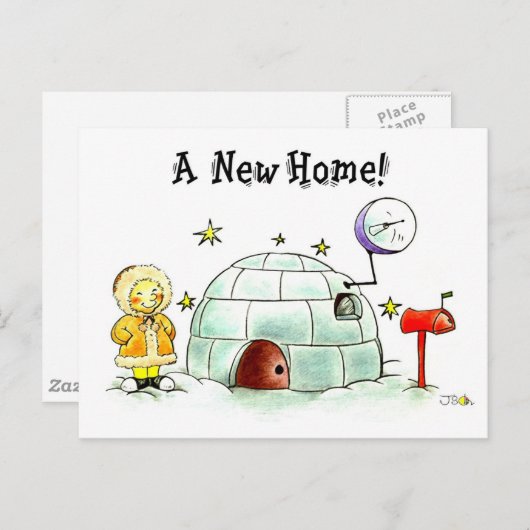 Nieuwe Home Igloo Kaart – Hand getekend ontwerp (Voorkant / Achterkant)