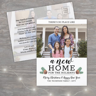 Nieuwe Home Kerst Adres Wijzigen Modern 2 Foto Feestdagenkaart