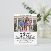 Nieuwe Home Kerst Adres Wijzigen Modern 2 Foto Feestdagenkaart (Staand voorkant)
