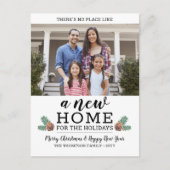 Nieuwe Home Kerst Adres Wijzigen Modern 2 Foto Feestdagenkaart (Voorkant)