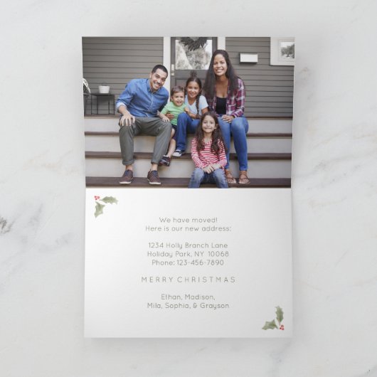 Nieuwe Home Kerst Krans Adres Wijzigen 2 Foto Feestdagen Kaart (Binnen)